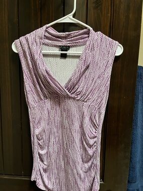 Ann Taylor Purple and White Patterned Sleeveless Top